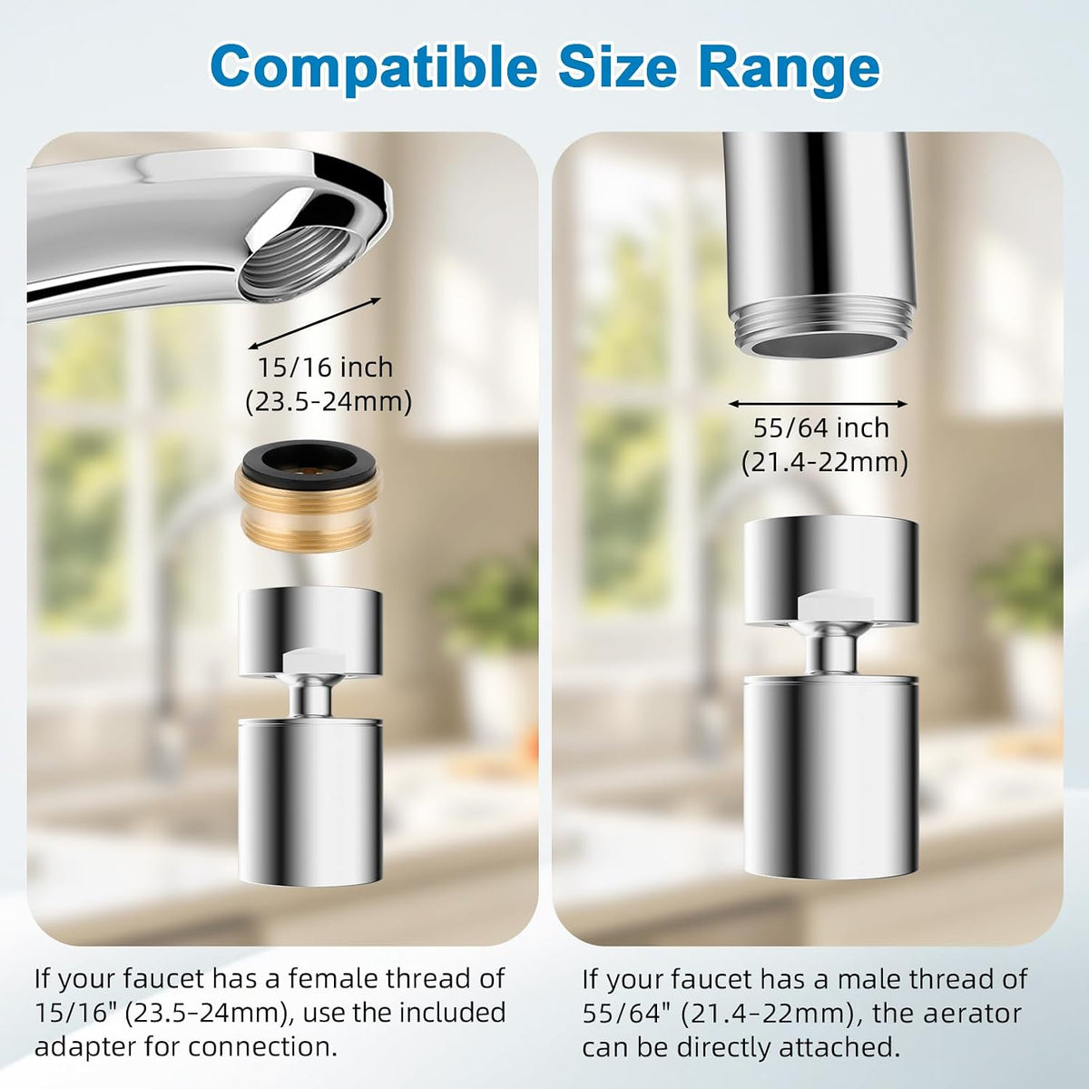 Hibbent NSF/ANSI/CAN 61 & cUPC Certified Faucet Aerator, Chrome
