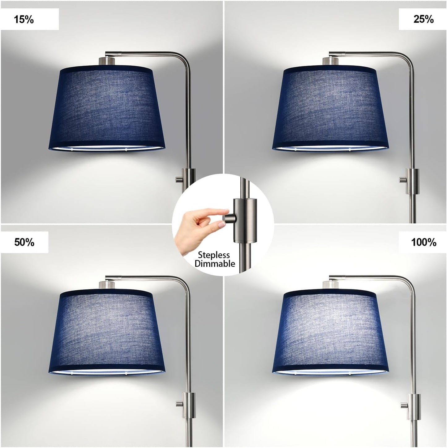 【Upgraded】 Dimmable Floor Lamp, 1000 Lumens LED Edison Bulb Included, Arc Floor Lamps for Living Room Modern Standing Lamp with Linen Shade, Tall Lamp for Bedroom Office Dining Room- Black