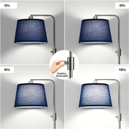 【Upgraded】 Dimmable Floor Lamp, 1000 Lumens LED Edison Bulb Included, Arc Floor Lamps for Living Room Modern Standing Lamp with Linen Shade, Tall Lamp for Bedroom Office Dining Room- Black