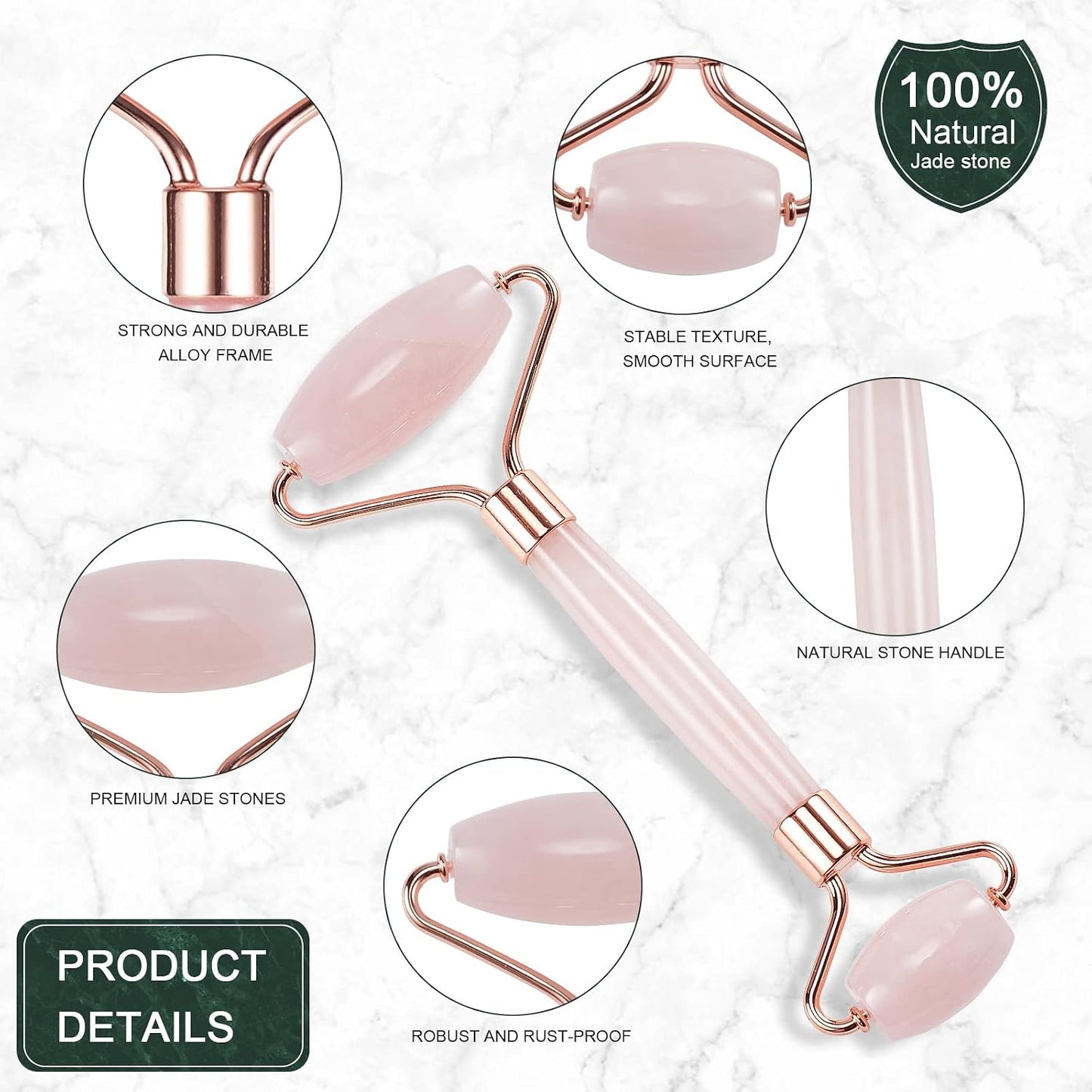 Jade Roller for Face, Facial Roller Massager Skin Care Tool, Gua Sha Facial Tools for Face, Neck, Eyes, Reduce Puffiness of The Skin - White
