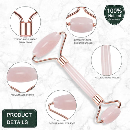 Jade Roller for Face, Facial Roller Massager Skin Care Tool, Gua Sha Facial Tools for Face, Neck, Eyes, Reduce Puffiness of The Skin - White