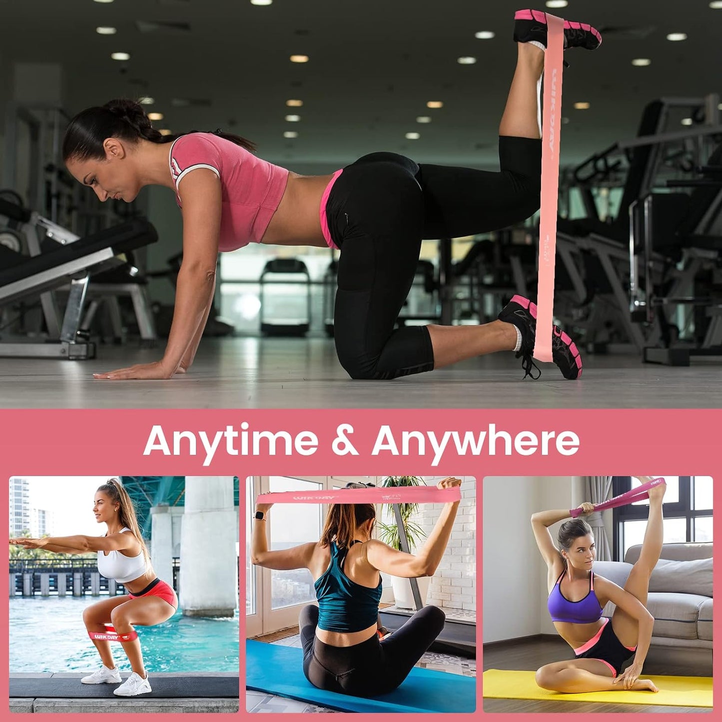 WIKDAY Resistance Bands for Working Out Exercise Loop Bands Workout Bands Set for Men Women Body Stretching, Crossfit Training, Home Workout, Physical Therapy, Booty Legs, Set of 5