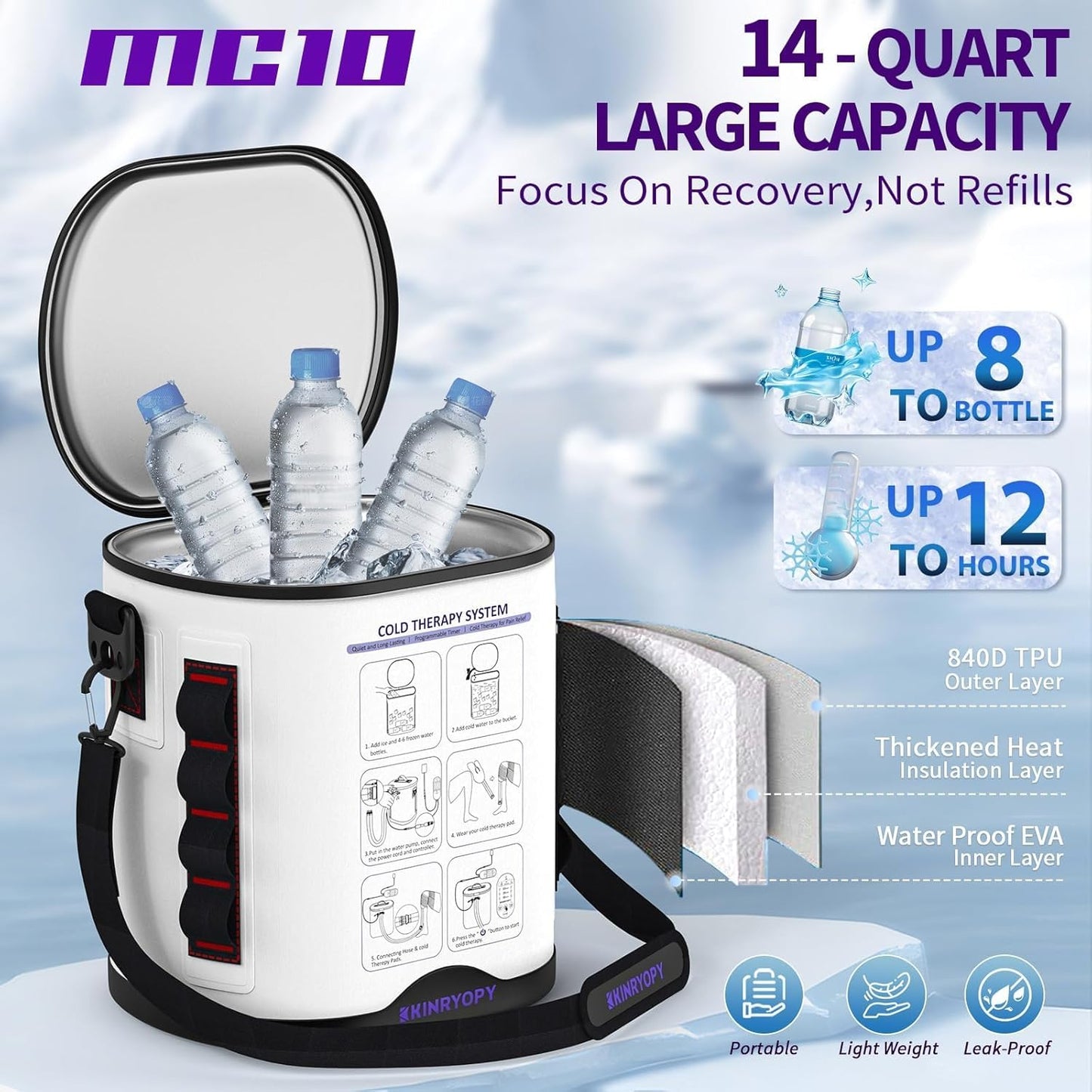 Cold Therapy Machine for Shoulder with Programmable Timer, Portable Ice Machine for Shoulder After Surgery, Lightweight Replacement Recovery System, Cryotherapy Pain Relief w/Compression Pad