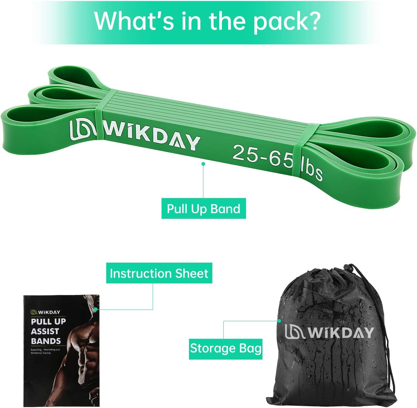 WIKDAY Resistance Bands for Working Out, Exercise Bands, Workout Bands, Pull Up Assistance Bands for Body Stretching Training Physical Therapy Muscle Training for Men & Women