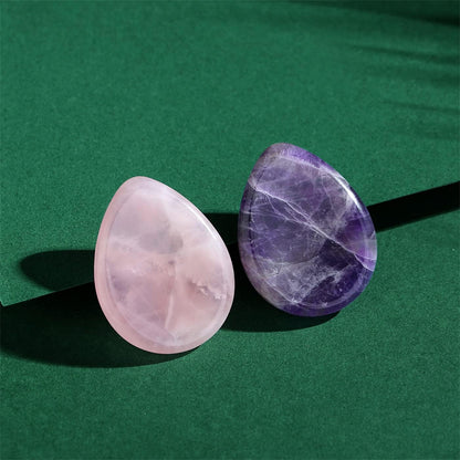 YATOJUZI Thumb Worry Stones for Anxiety Stress Relief Items Healing Crystals Natural Amethyst Rose Quartz Crystal Palm Pocket Stone Gemstones Meditation Reiki Spiritual Gifts for Women Men 2PCS