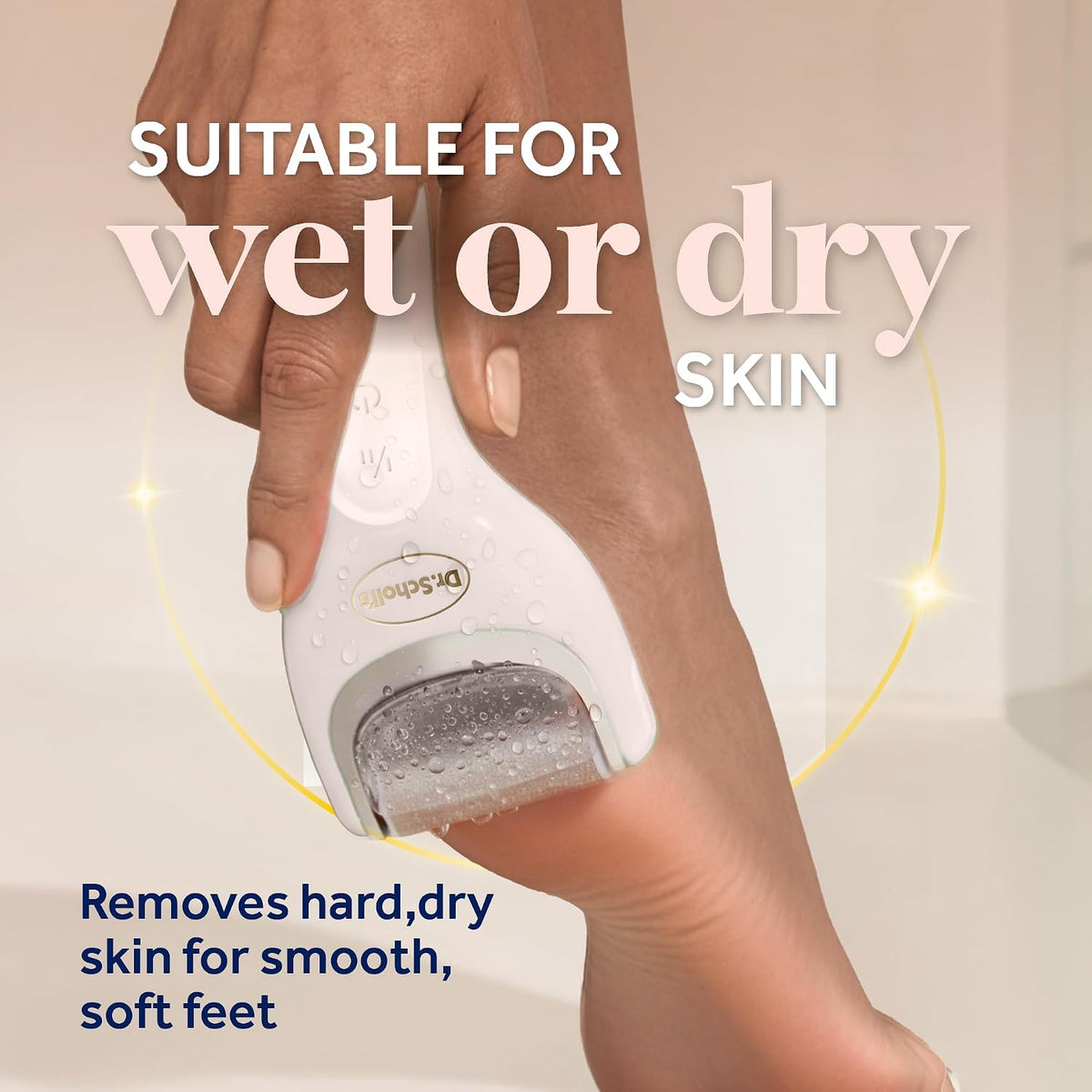 Dr. Scholl's Pedi Perfect Electric Foot Callus Remover, Waterproof, Rechargeable with x2 Roller Heads, Removes Hard Skin for Soft Beautiful Feet, 90 Minute Run Time, Dust Catcher, Pedicure Tools
