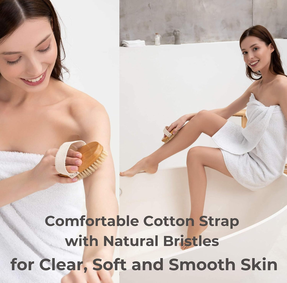 Dry Brushing Body Brush Set, Lymphatic Drainage, Natural Bristles