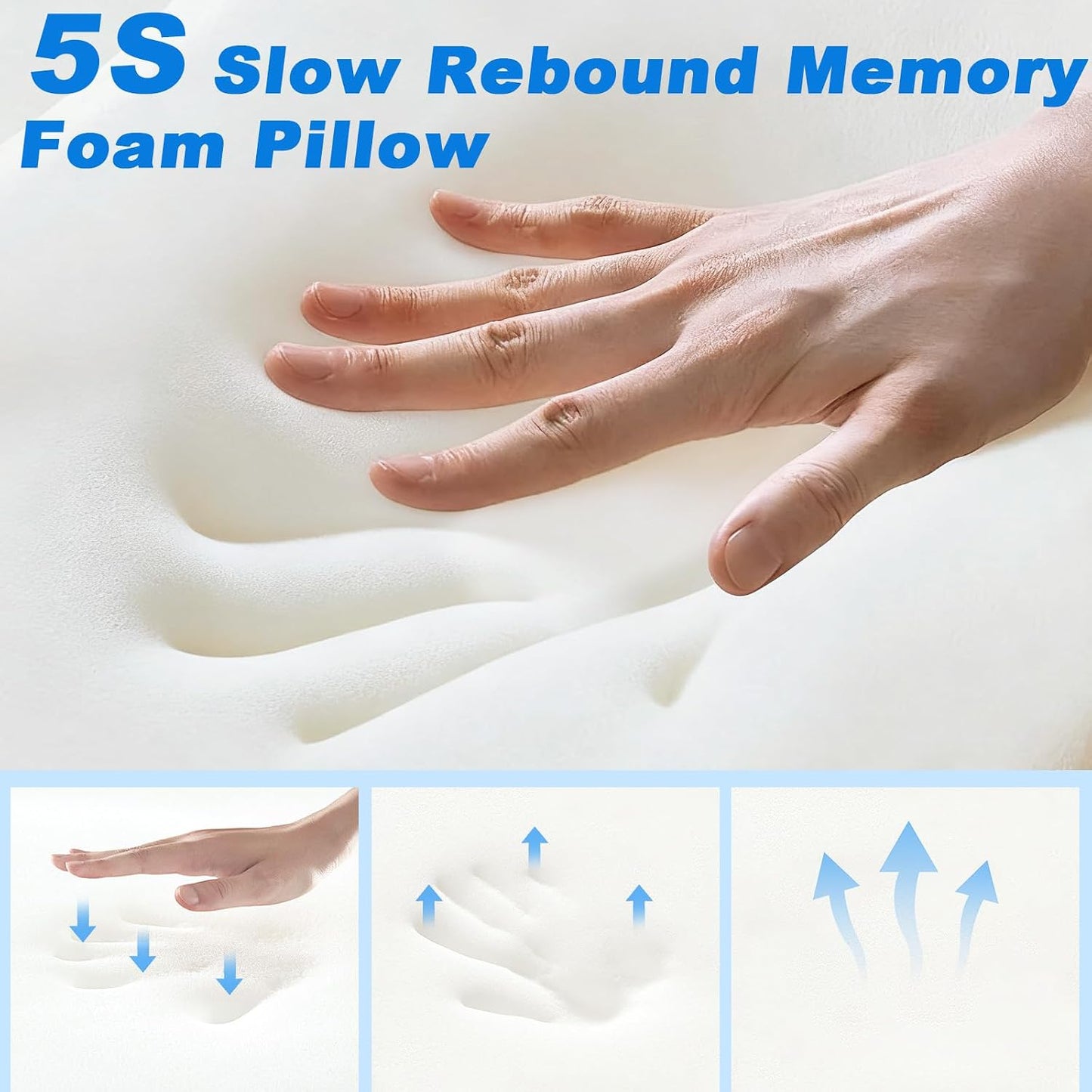 Cervical Neck Pillow for Pain Relief – Ergonomic Memory Foam Pillow for Side Sleeper Contour Orthopedic Bed Pillow for Neck Support with Cooling Cover – Ideal Christmas Birthday Gift for Women Men