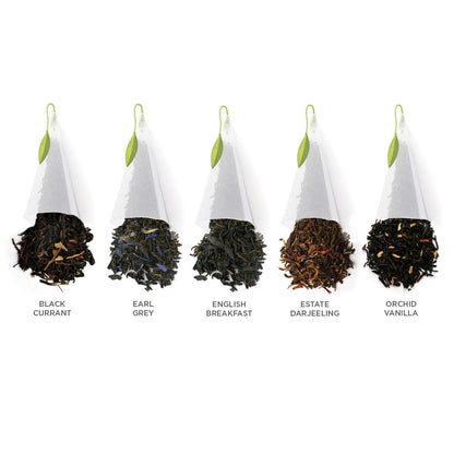 Tea Forte Premium Petite Presentation Box Gift Set Sampler, 10 Count, 2 of Each Blend Individually Wrapped Handcrafted Pyramid Infuser Bags, Demoiselle Tea
