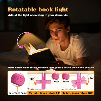 VAVOFO 24 LEDs Rotatable Book Light, Rechargeable Clip Reading Lamp