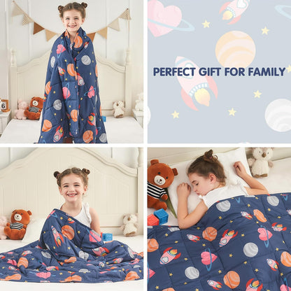 yescool Weighted Lap Pad 2 Pounds Weighted Lap Blanket, Space Plane Small Weighted Blanket, Weighted Throw Blanket Gifts for Travel Indoor Outdoor, 20"x30"