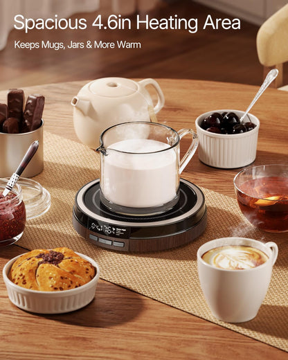 Coffee Mug Warmer for Desk, 50W, Cup Warmer 4 Temps & Timer - Wood
