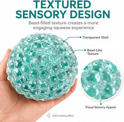 Handmade Stress Relief Balls for Adults, Soft Squeeze Fidget Toy with Rustling Sound, Portable Sensory Desk Toy for Office and Home (1 Blue)
