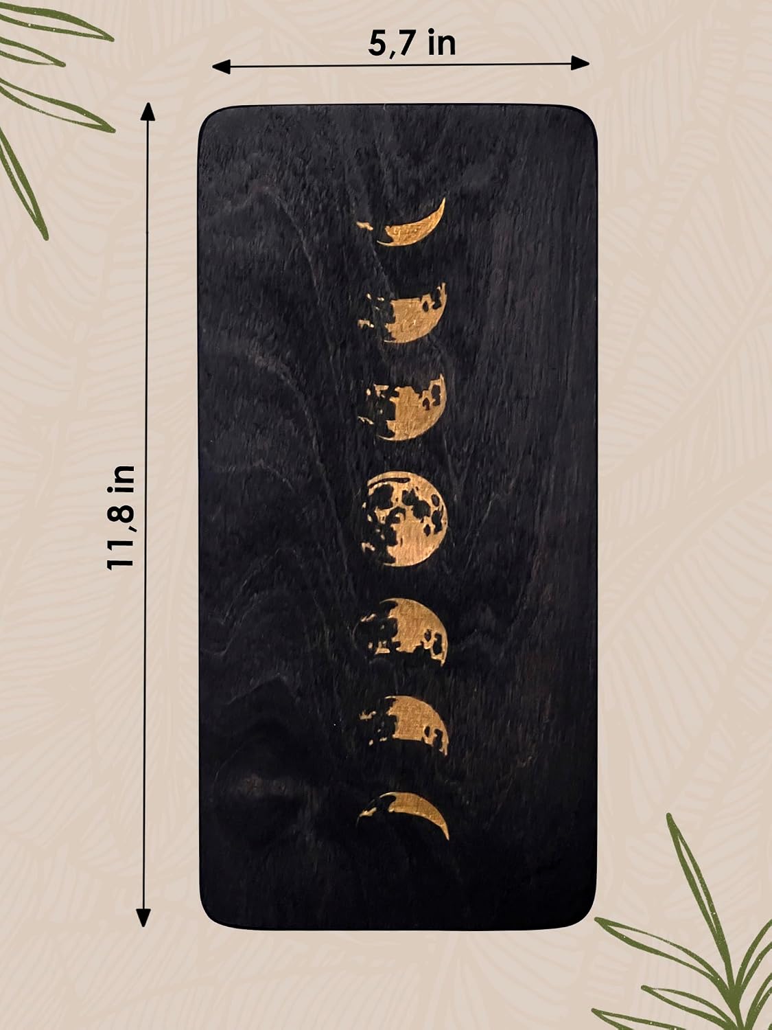 Sadhu board, Wooden Yoga Board for Acupressure and Meditation with Nails for Deep Tissue Massage, Acupuncture Massage, Nails Distance 0.39 In (10 mm) (ebony-moon, 0.39)
