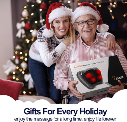 VIKTOR JURGEN Shiatsu Back Massager with Heat – Deep Tissue Massage for Neck, Shoulder, Back Pain Relief, Electric Kneading 3D Massage Pillow, Christmas for Men Women Dad Wife Mom Gifts (NOT Cordless)