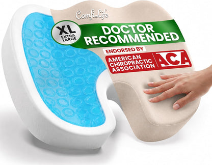 ComfiLife Gel Enhanced Seat Cushion – Office Chair Cushion – Non-Slip Gel & Memory Foam Coccyx Cushion for Tailbone Pain - Desk Chair Car Seat Cushion Driving - Sciatica & Back Pain Relief (Navy)