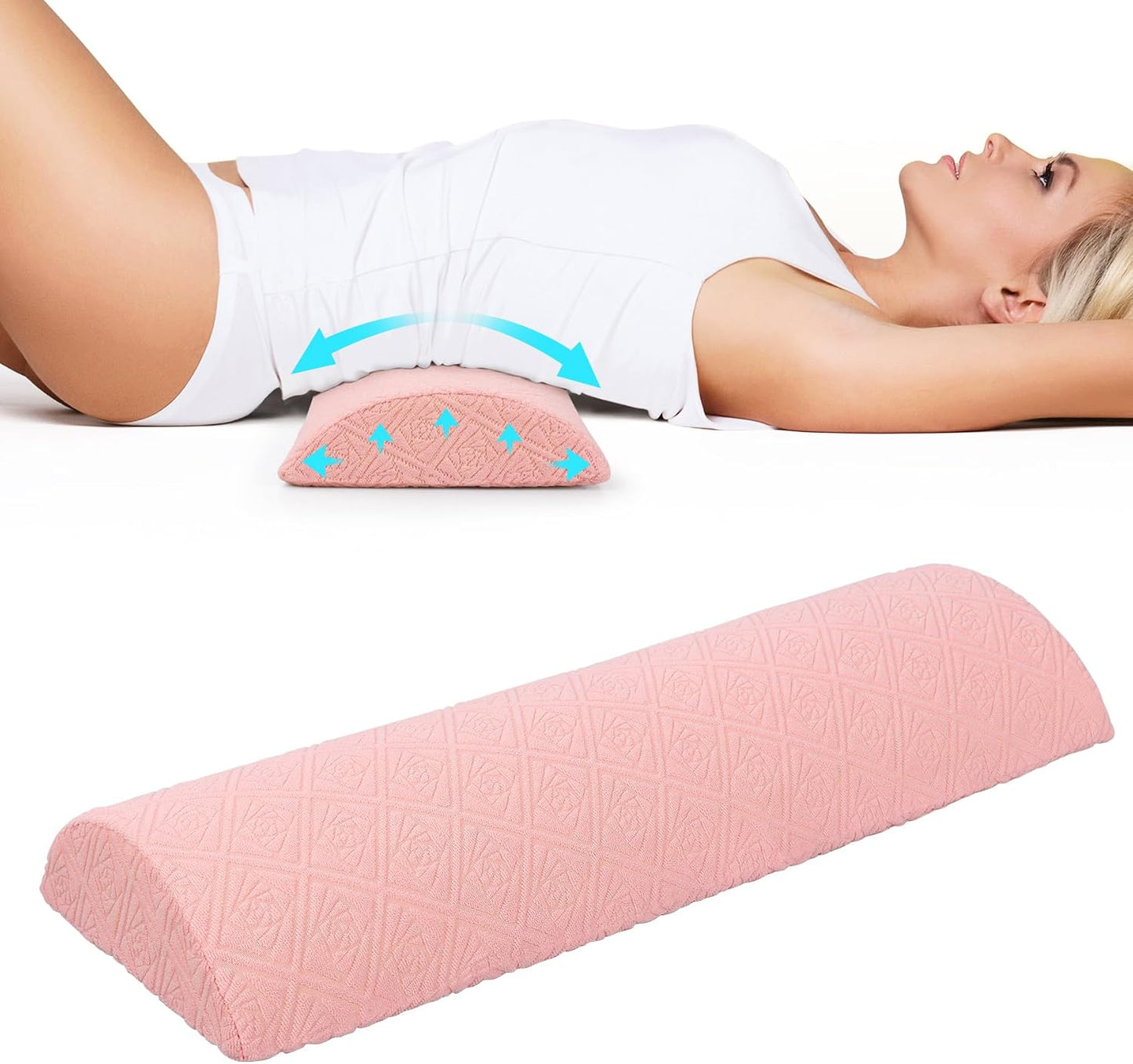 Cozyhealth - 3.15"H*23.6"L - Soft Lumbar Pillow for Sleeping, Memory Foam Back Lumbar Support Cushion for Lower Back Pain Relief Bed Waist Sleep Support Pillow for Side, Back Sleepers (White, Large)