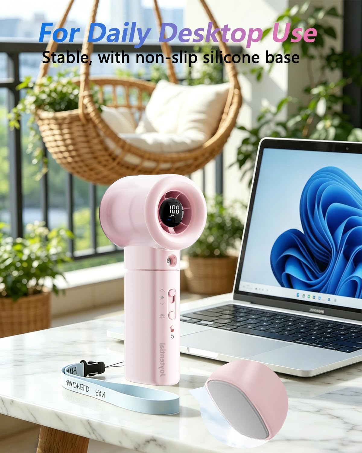 Portable Misting Fan Handheld, Turbo Mist Hand Fan USB Rechargeable with Digital Display, Powerful Spray Personal Fan for Travel, Outdoor, Beach Vacation, White