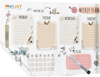 Dry Erase Weekly Calendar, 39.4x16" Weekly Dry Erase Board for Wall