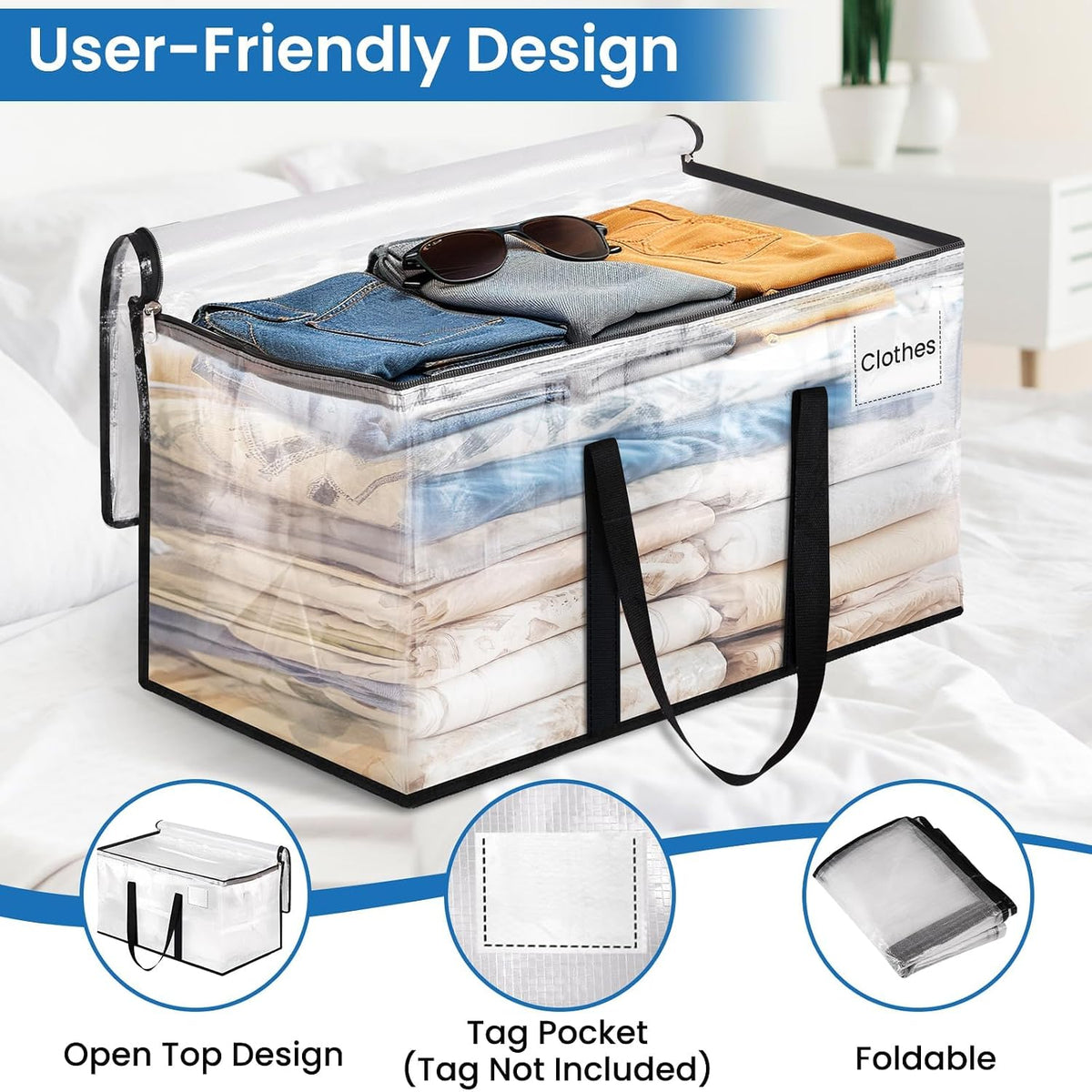 RoomHacks Moving Bags, Heavy Duty Large Storage Bags, 88L, Clear