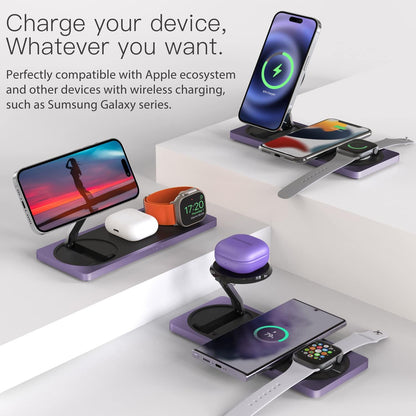 PETINO 3 in 1 Wireless Charging Station for Apple Devices with MagSafe