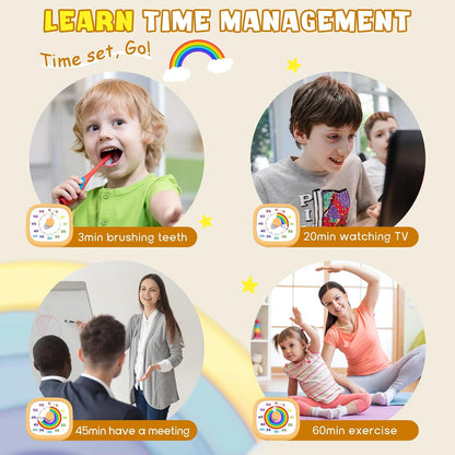 HIPPIH Visual Timer for Kids - 60 Minute Pomodoro Timers for Classroom Kitchen Office, Countdown Kids Timer Clock with Rainbow Disk, Desk Time Management Tool for Toddler with Silent Operation, Blue