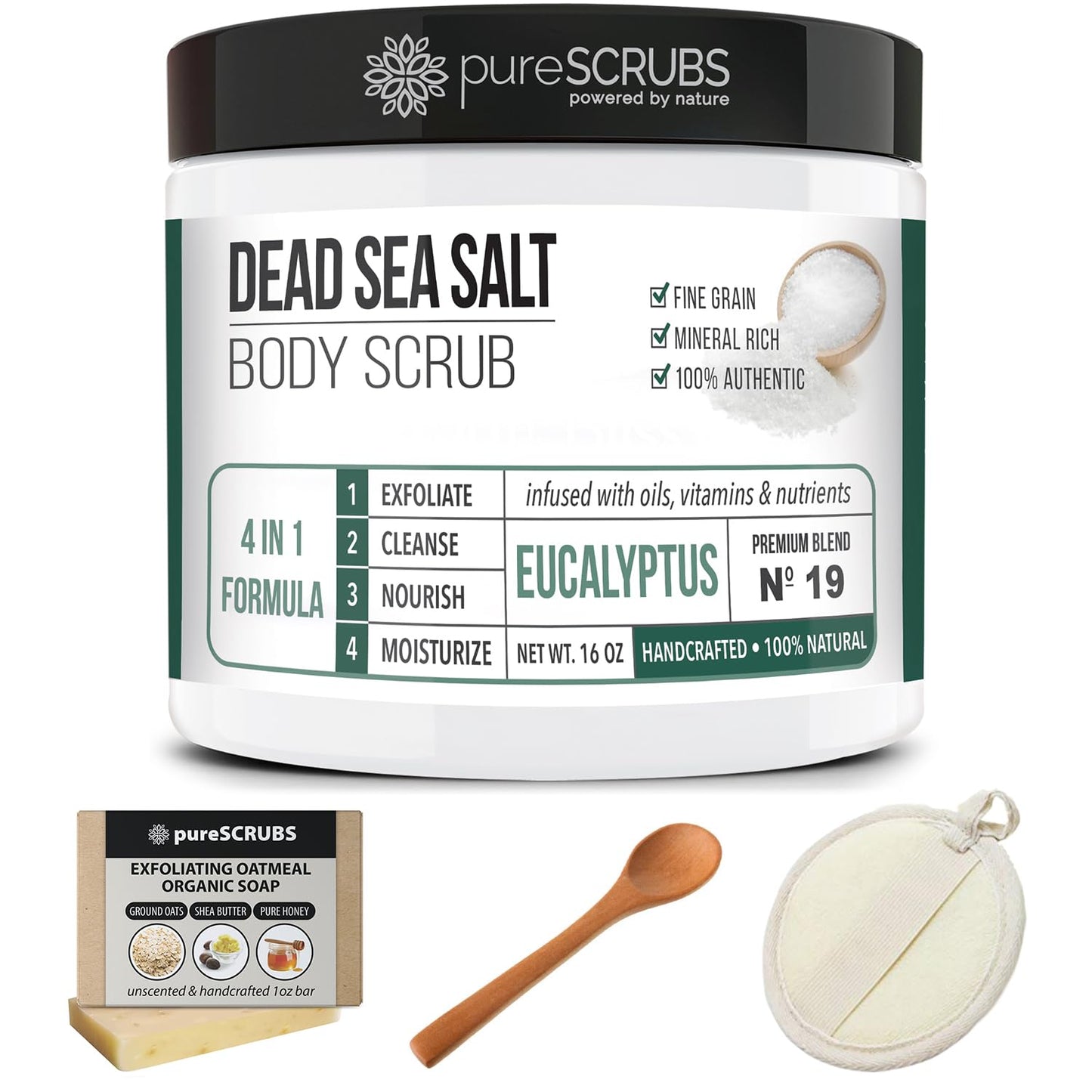 pureSCRUBS Premium Cucumber Body Scrub Set, Exfoliating Dead Sea Salt Scrub