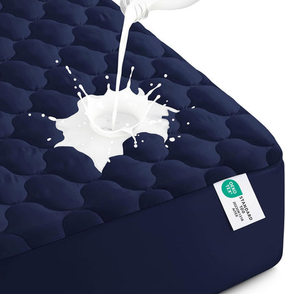 Utopia Bedding Waterproof Mattress Protector, Queen Mattress Pad, Noiseless Quilted Fitted Cover with Deep Pocket Stretches up to 16 Inches (White)