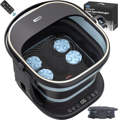 Puboo Collapsible Foot Spa Bath Massager with Heat, 95-115°F Precise Temp Control, Motorized Massage Rollers, Heated Foot Bath Soak Tub, Fits up to US Men’s Size 11 / Women’s Size 12.5