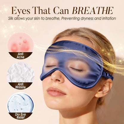 LULUSILK 100% Mulberry Silk Sleep Eye Mask for Sleeping Women and Men, Pink