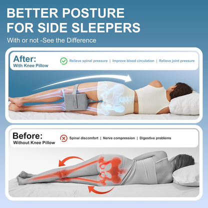 UJPFEO Knee Pillow for Side Sleepers, Leg Pillow for Sciatica, Back, HIPS, Knees, Joints Pain Relief,Pillows for Between Legs While Sleeping Spine Alignment Support & Relieves Pressure