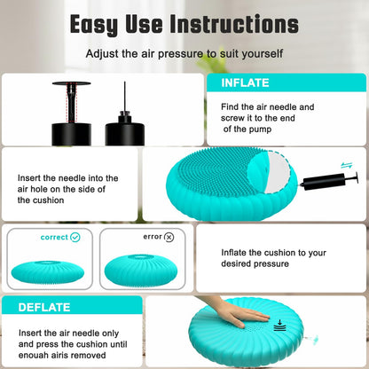 Wobble Cushion Core Balance Disc, Wiggle Seat for Sensory Kids to Stay Focused, Non-slip Balance Pads with Inflation Pump for Physical Therapy & Core Strength