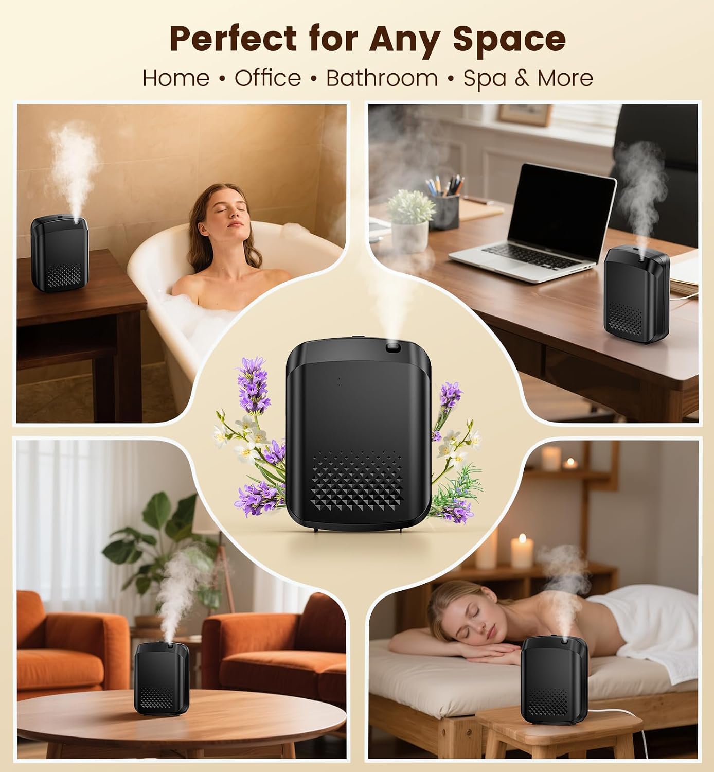 XEITIN Waterless Essential Oil Diffuser 3000 Sq.Ft Coverage for Large Home Hotel Office, 400ml Cold Air Scent Machine, Bluetooth App Control, No-Noise Aroma Diffuser Wall Mount Gift for Her
