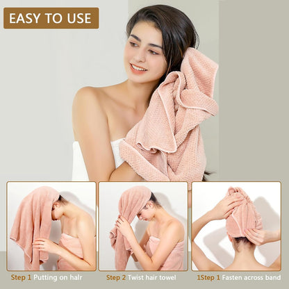 Microfiber Hair Towel Quick Dry Hair Towel Hair Drying Towels Suitable for All Kinds of Hair Ultra Absorbent Long and Thick Hair 20X40inch Lotus Root Pink (1pcs)