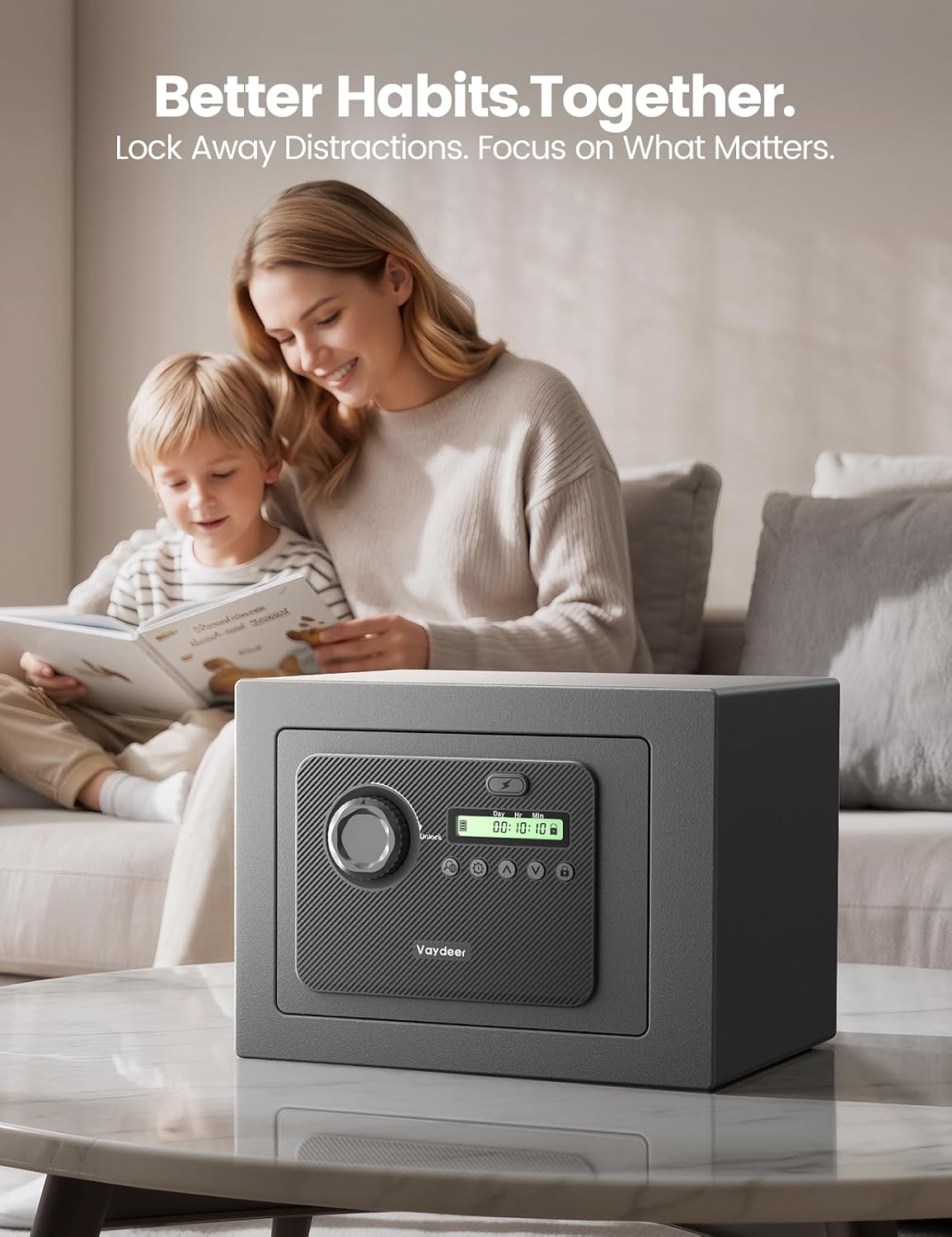 Vaydeer Metal Timed Lock Box, 99-Day Timer, Large Capacity