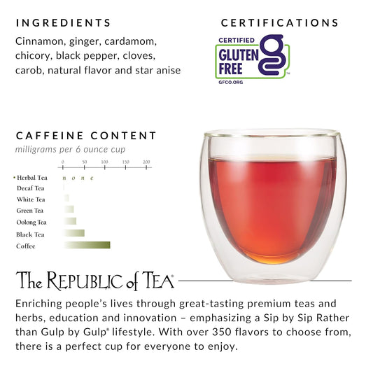 The Republic of Tea Cardamom Cinnamon Herbal Tea, Caffeine Free, 36 Count