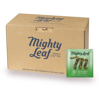 Mighty Leaf Green Tea Tropical – 100 Count Whole Leaf Green Tea Bags – Pyramid Sachets with Pineapple, Tropical Fruit & Floral Flavors – Antioxidant-Rich, Lightly Caffeinated