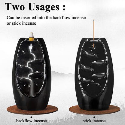 SPACEKEEPER Ceramic Backflow Incense Holder Waterfall Incense Burner, Blue