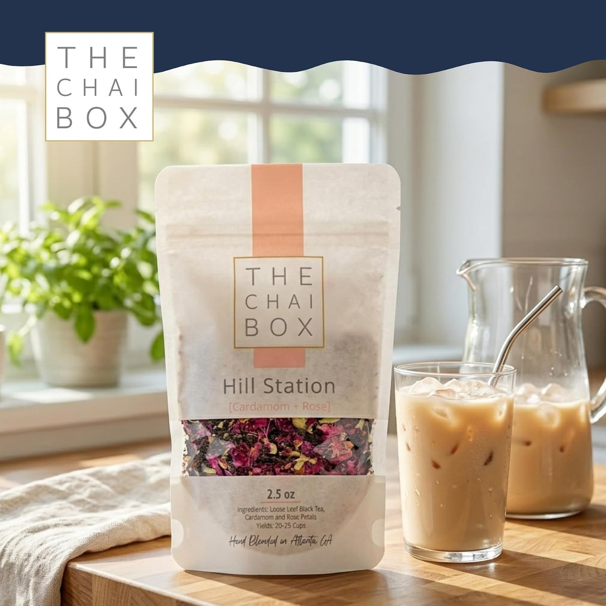 The Chai Box Traditional Cardamom Chai with Rose - 100% Organic Black Tea