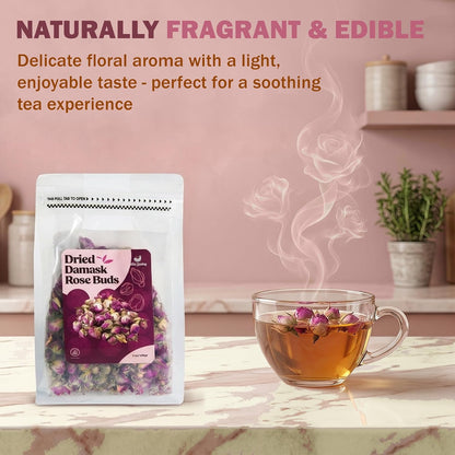 Dried Rose Buds, 5oz, Gluten Free, Non-GMO Damask Rose Tea