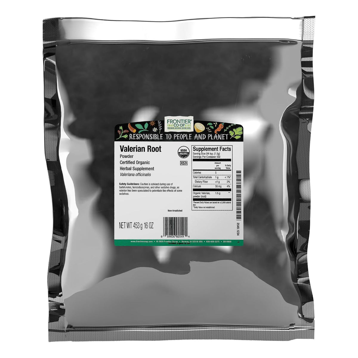 Frontier Co-op Organic Valerian Root Powder, 1lb Bulk Bag - Natural Dried Valerian Root Powder - Ideal for Teas and Herbal Uses, Kosher