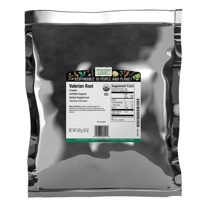 Frontier Co-op Organic Valerian Root Powder, 1lb Bulk Bag - Natural Dried Valerian Root Powder - Ideal for Teas and Herbal Uses, Kosher