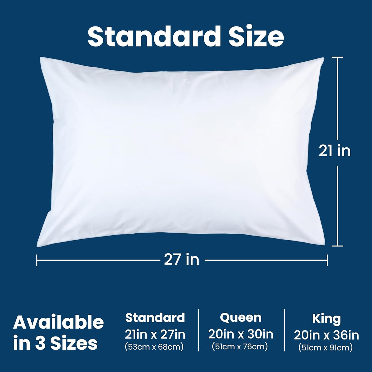 Stain Resistant & Waterproof Full Size Pillow Protectors with Zipper (Set of 2) - White Pillowcases - Breathable, Comfortable Covers for Pillows, 21 x 27 Inches