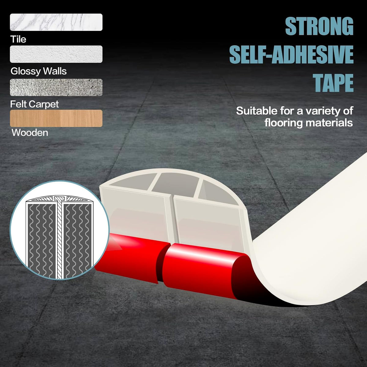 Floor Cord Cover Self Adhesive Cord Hider,10FT Cable Management, Extension Strip Protector for Wires, Prevent Cable Trips for Offices, Gyms, Exhibitions Cavity 0.39"(W) x 0.27"(H) BrownWood