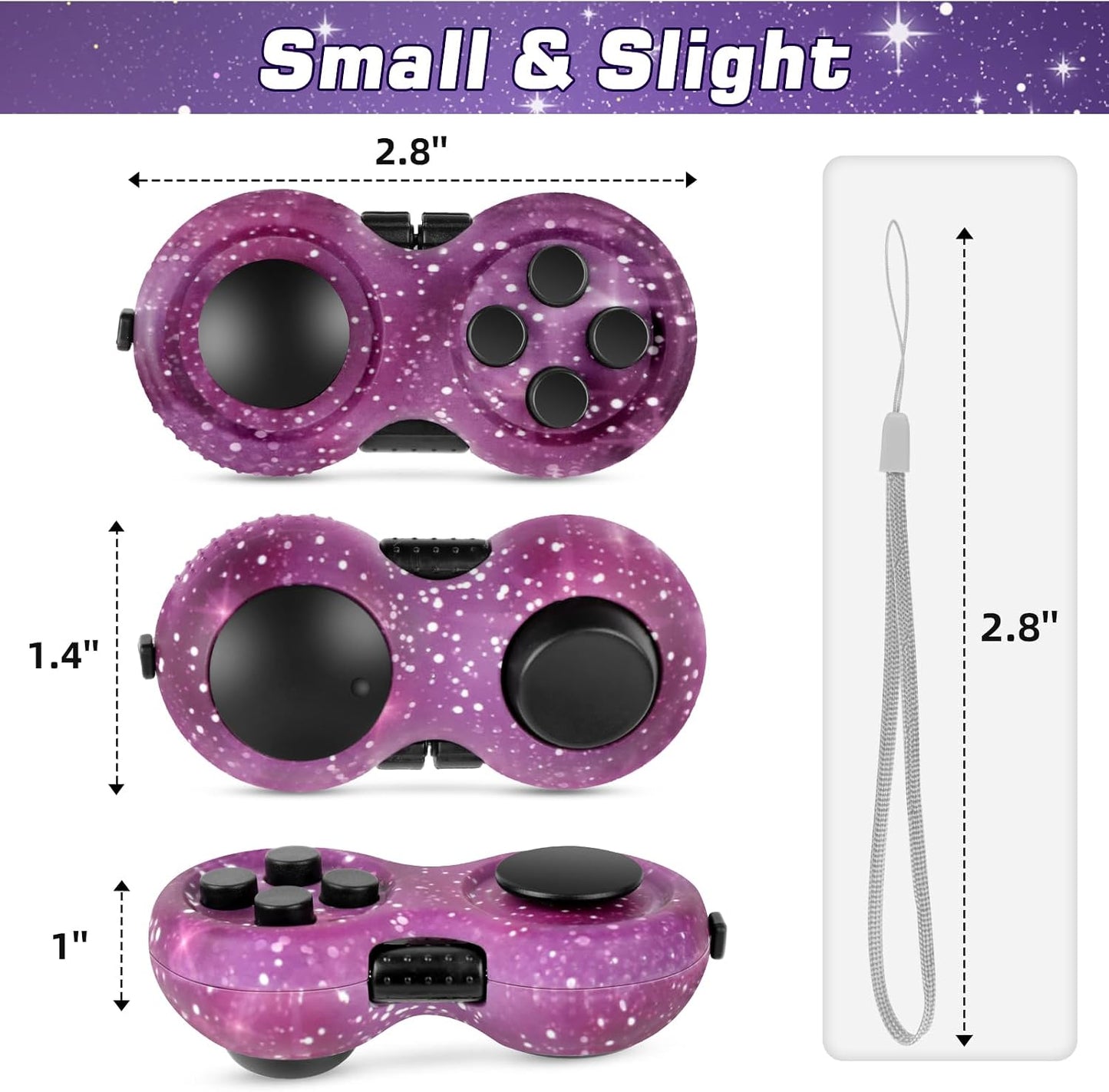 Original Fidget Toy Game, Rubberized Classical Controller Fidget Concentration Toy with 8-Fidget Functions and Lanyard - Excellent for Relieving Stress and Anxiety