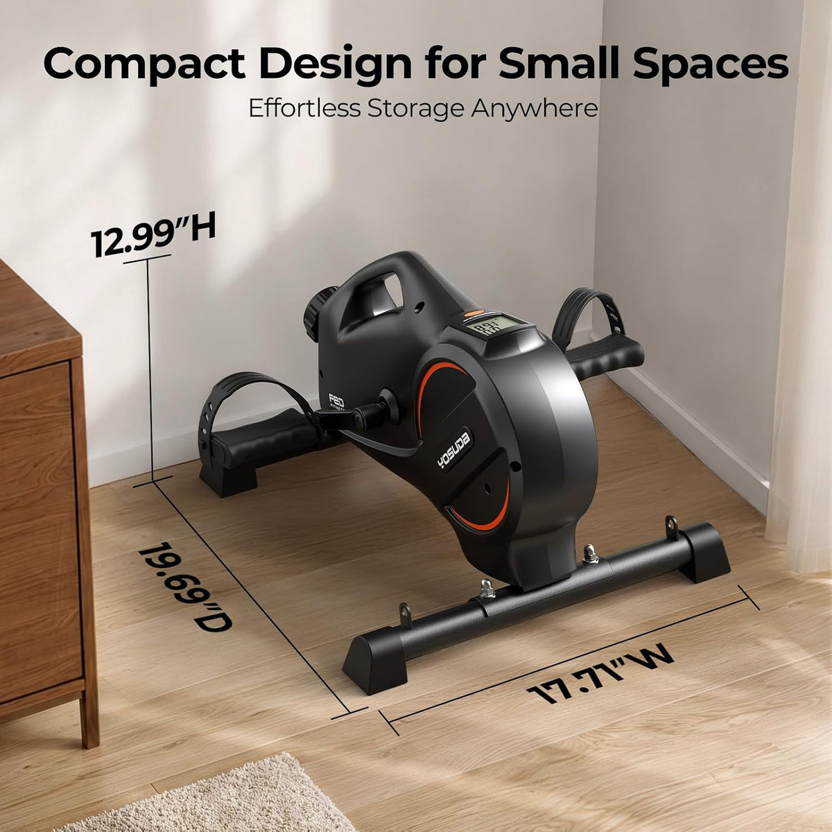 YOSUDA Under Desk Bike with 16-Level Magnetic Resistance & Bluetooth App