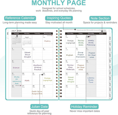 Planner 2026-2027, Weekly and Monthly Calendar Planner, JUL 2026 - JUN 2027 | A5(6.3'' x 8.5''), Hardcover, Agenda Book, Sprial Bound, Inner Pocket, Office and School Use