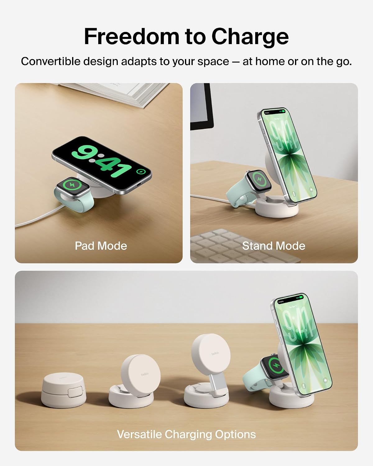 Belkin Qi2.2 25W Wireless 2 in 1 iPhone Charger, Fast Charging for Travel