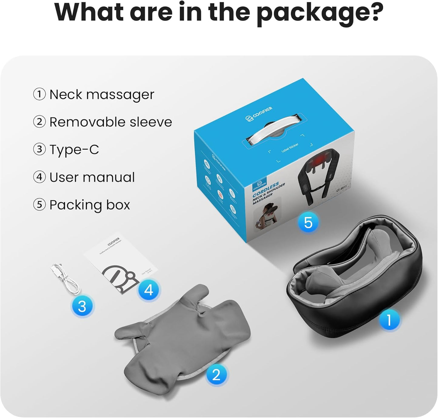 COMFIER Cordless Neck and Shoulder Massager with Heat, Wearable 4D Shiatsu Deep Tissue Kneading for Desk Workers and Drivers, Hands-Free Straps, FSA Eligible HSA Gift