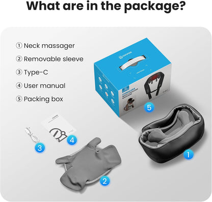 COMFIER Cordless Neck and Shoulder Massager with Heat, Wearable 4D Shiatsu Deep Tissue Kneading for Desk Workers and Drivers, Hands-Free Straps, FSA Eligible HSA Gift
